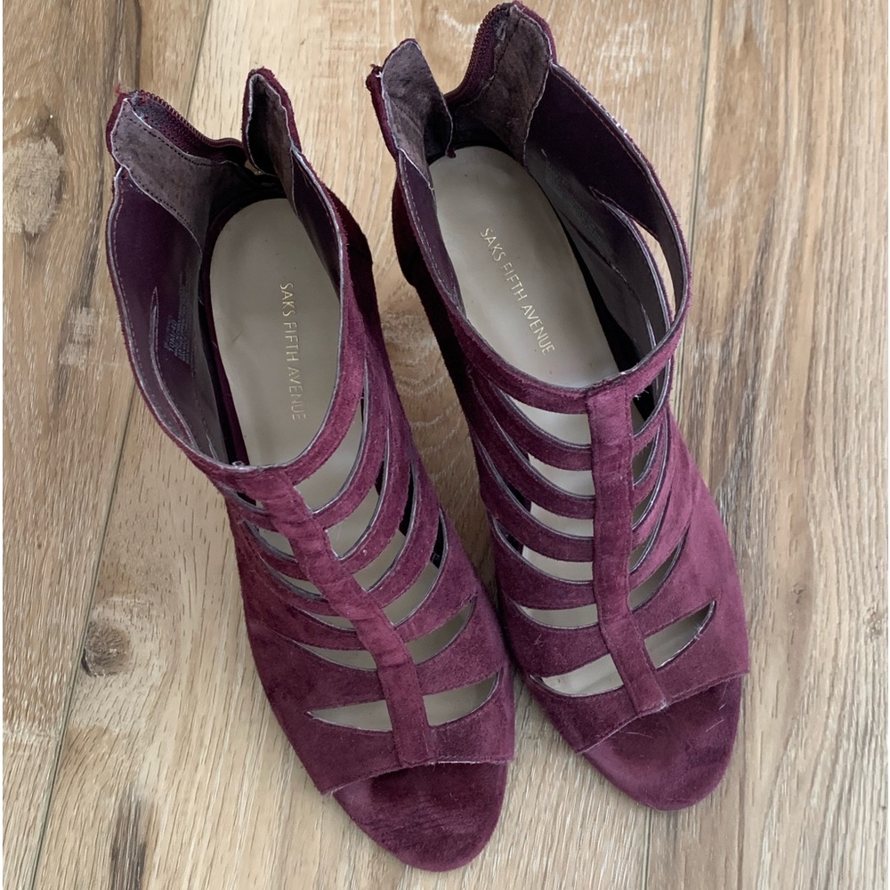 Gorgeous Plum Suede Suede Cage Booties